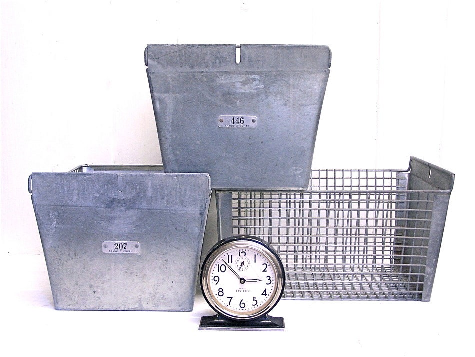6 Vintage Metal Locker Baskets
