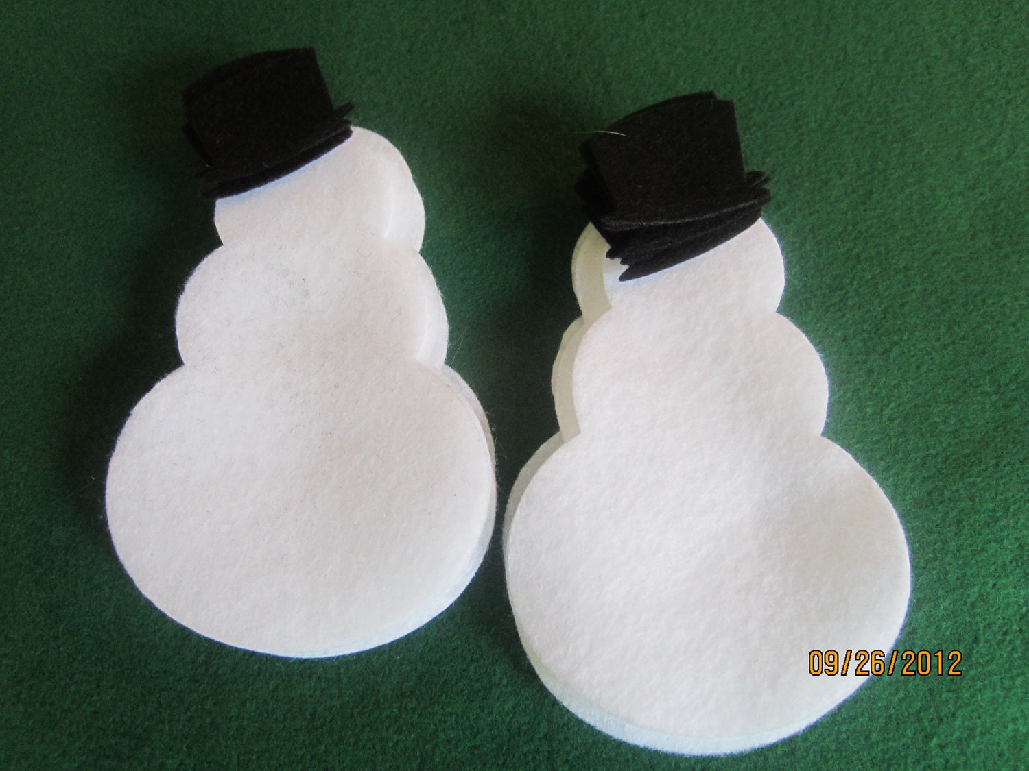 Felt Snowmen Die Cuts - DIY Snowmen Ornaments- Snowmen with Top Hat - Cut Outs- Felt Pieces