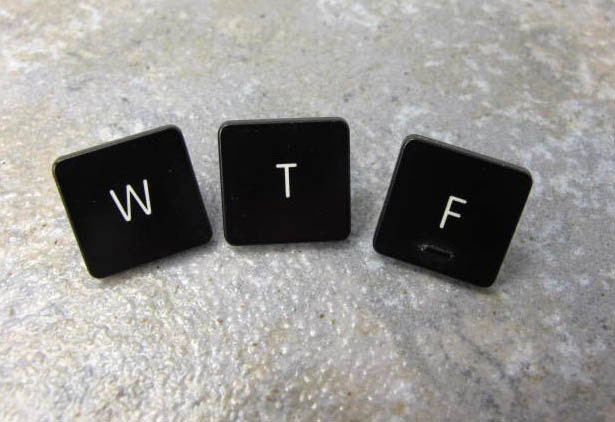 iTacks - WTF, Upcycled Mac Computer Key Thumbtacks - set of 3, gift, birthday