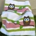 Owl Baby Blanket PInk and Green Girl Baby Shower Gift