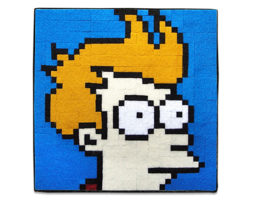 Orange Haired Cartoon Character, 8 x 8 Felt Collage