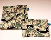 Reuseable Eco-Friendly Set of Snack and Sandwich Bags in Money Fabric