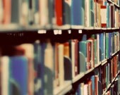 Still Life Photo, Modern Library, 5x7 Photograph, Vintage Tones, Colorful Book Photo