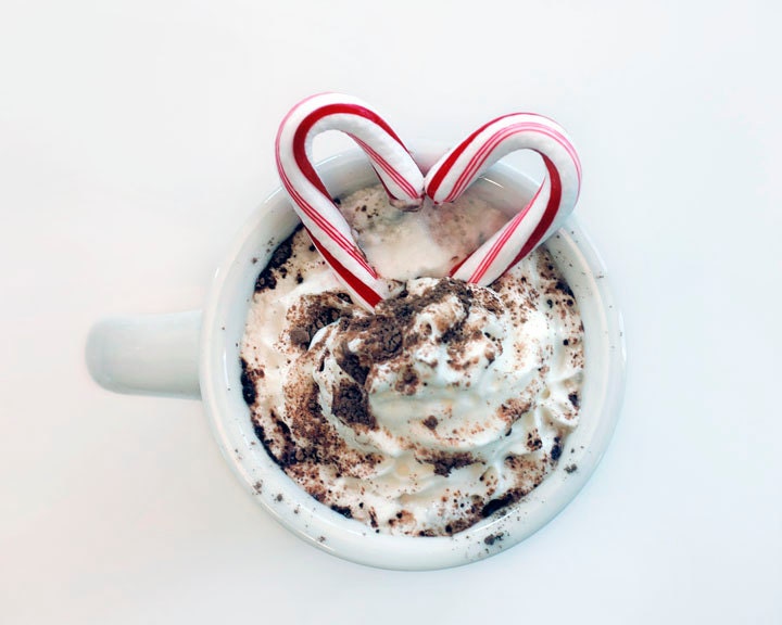 Christmas Photo, I Heart Cocoa, 5x7 Print, Food Photography, White, Red, Minimal Photograph, Holiday Home Decor