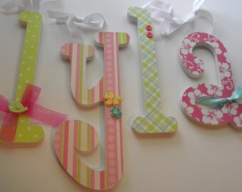 Baby Girl Wooden Letters for Nursery- JUST BEACHY THEME-avail in any size or font in this shop