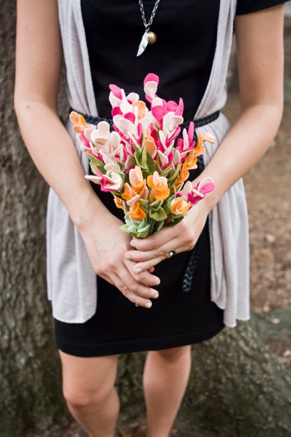 The Cee Wildflower Wedding Bouquet - Felt Flower - Custom -