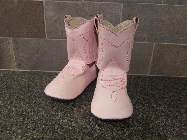 Baby's 1st Cowboy Boots Shoes in Light Pink Leather Size 5 Ready to Ship