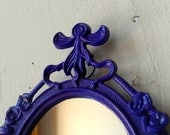 Decorative Mirror in Vintage Purple Pansy Frame - Revived Vintage