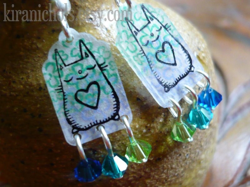 Happy Monster Pretty Blue and Teal Dangle Earrings