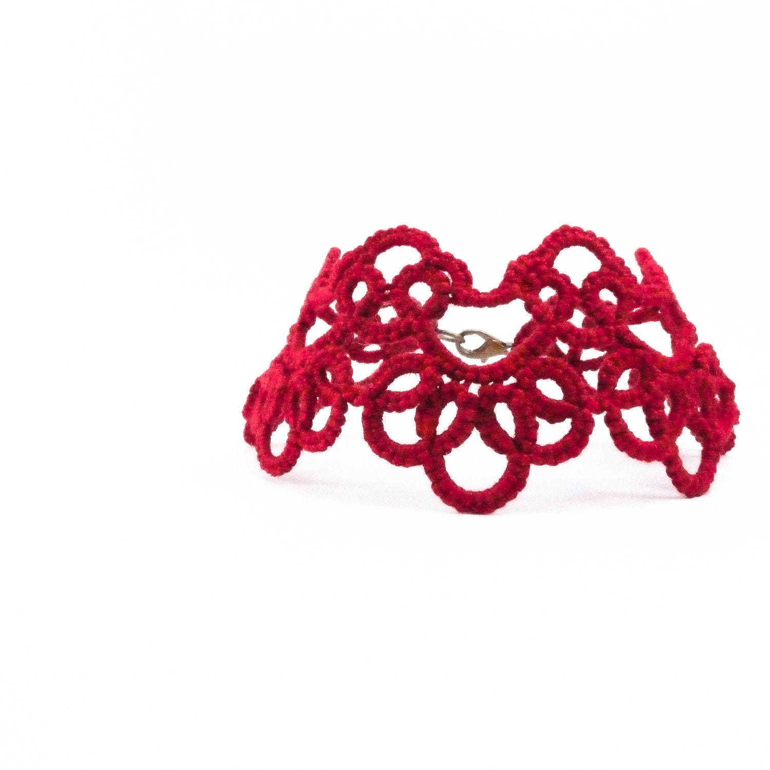 Modern oxblood burgundy bracelet / deep red lace bracelet / lace jewelry /