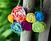 Multi-Color Rosette Bib Necklace