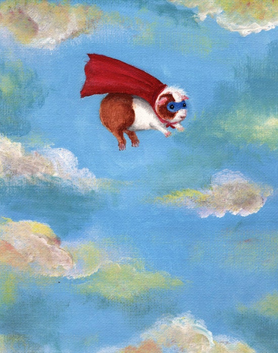 Superpiggie Guinea Pig Art Print 5x7