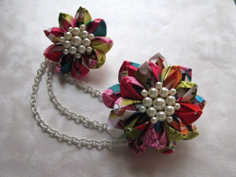 Summer Blooms Eternal Kanzashi Flower Drape Clip Bun Cover