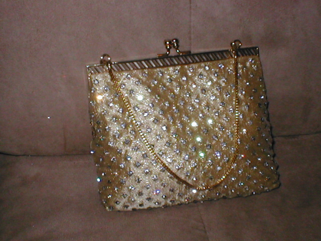 Vintage Rhinestone Gold Evening Purse