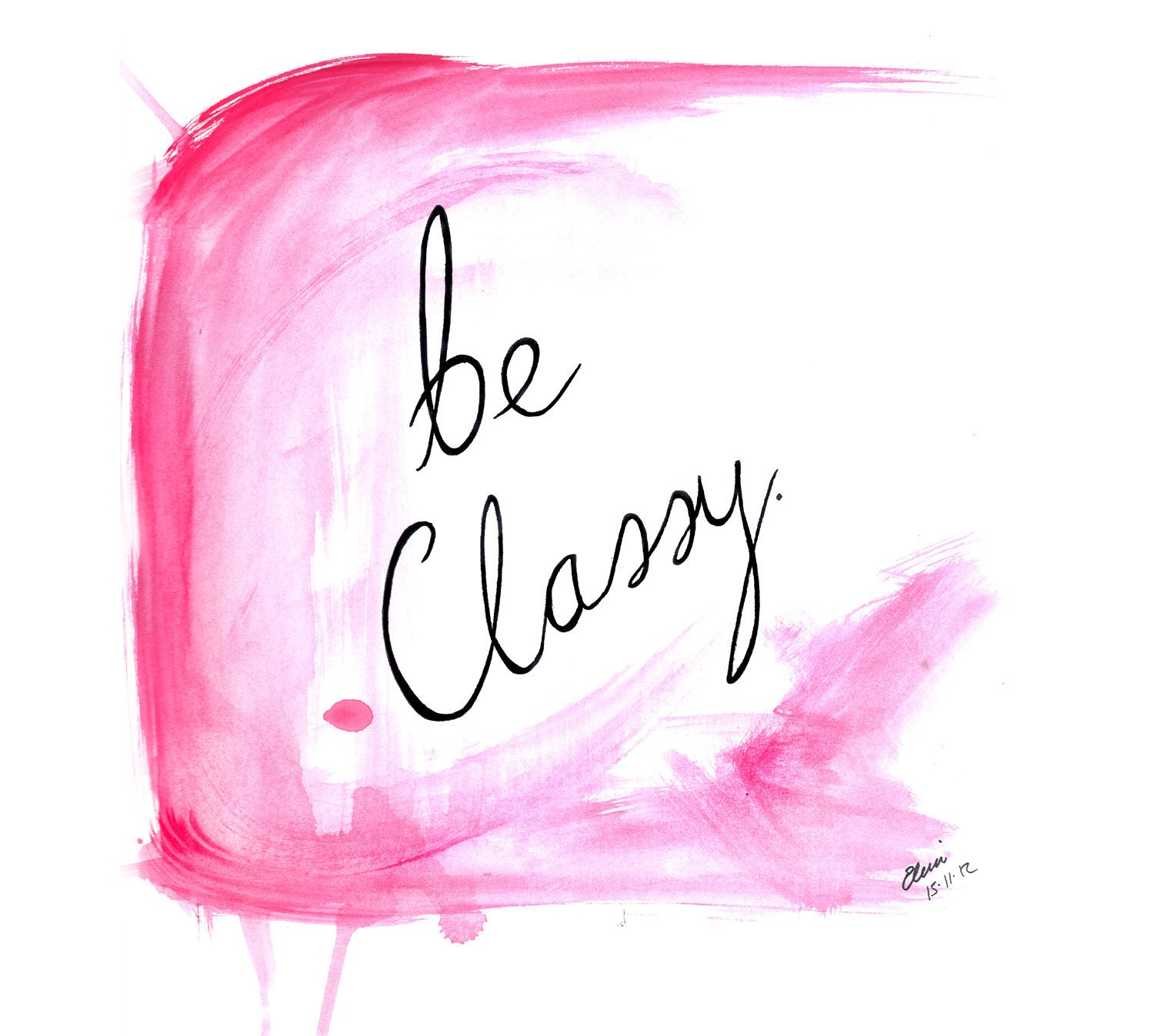 Print from original watercolour and Pen illustration by Eleni - Titled Be Classy - Free Shipping