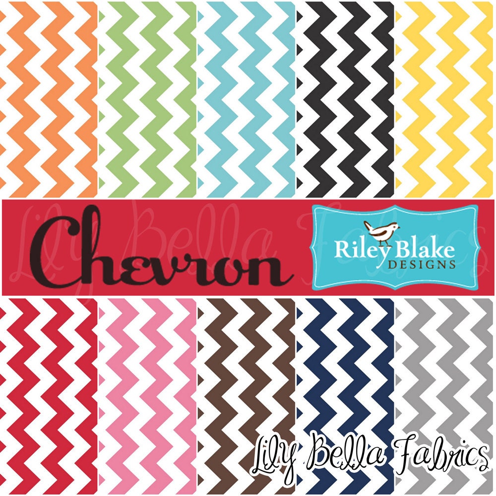 Riley Blake Fabric - Medium Chevron Cottons - 10 Fat Quarter FQ Bundle