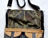 Large Travel Messenger with Peacock Print