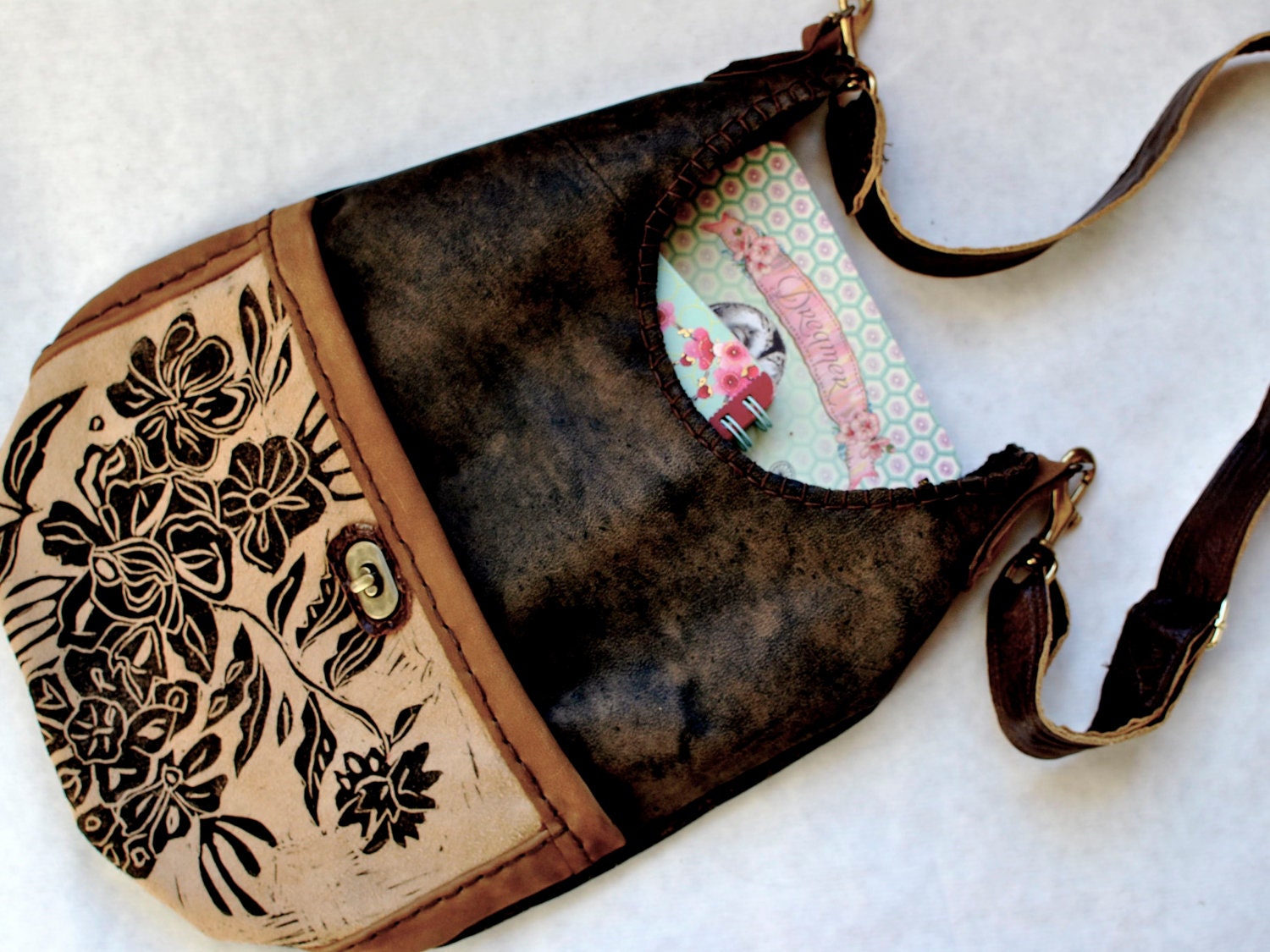 Round Printed Hip Bag in Sand