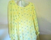 Victorian Style Yellow & Cornflower Blue Maxi Dress / Gown 70's Womenswear Women's Jr's Clothing