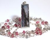 Raw Tourmaline Necklace Long Silver Wire Wrapped Pink Tourmaline Necklace Amy Fine Design