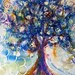 Tree of Night - original watercolor - fun bubbles and planets tree - can personalize
