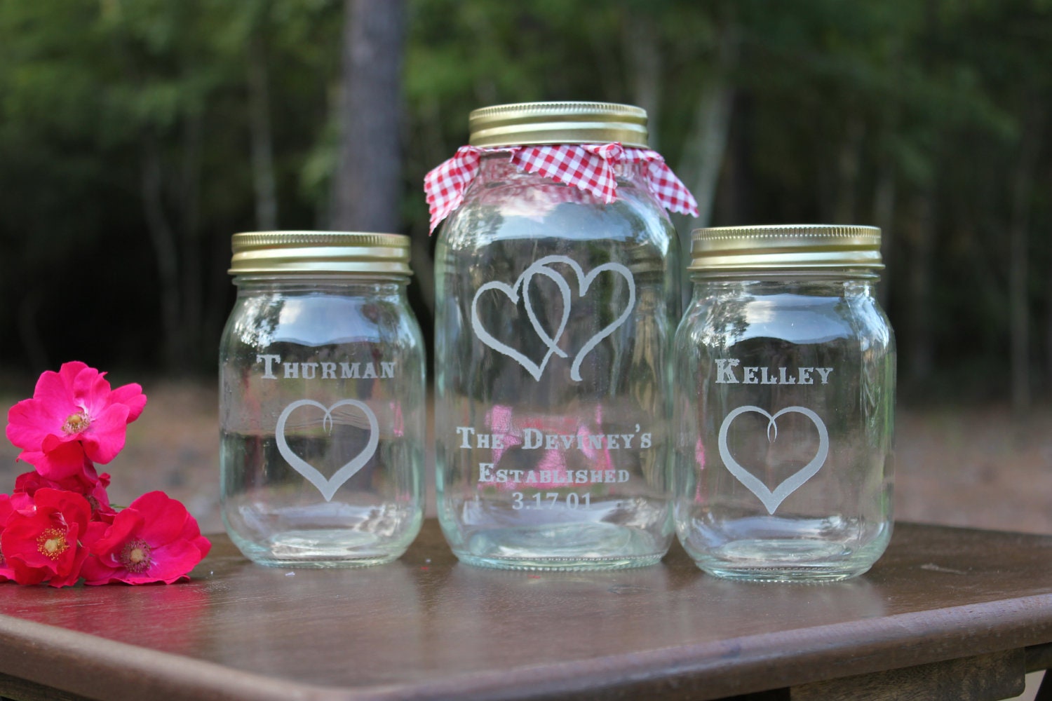 3 Piece Mason Jar Sand Ceremony set, Wedding Ceremony, Personalized, Mason jars, 3 mason jars
