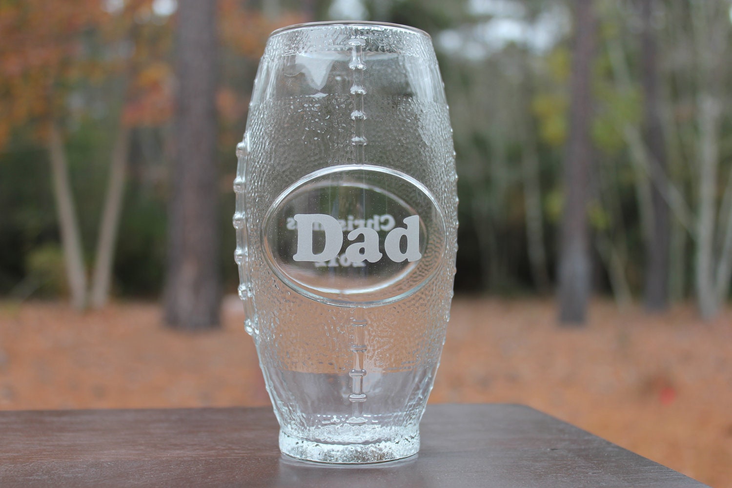 Dads Football Glass, Engraved, Personalized