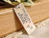 Hand Stamped Charm Necklace with Names for Mom