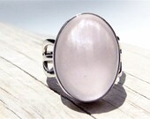 Rose Quartz Sterling Silver Ring . US Size 7.75 - 8.5