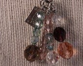 Cluster Necklace - Czech Glass Beads and Pewter Charm, 18 inches