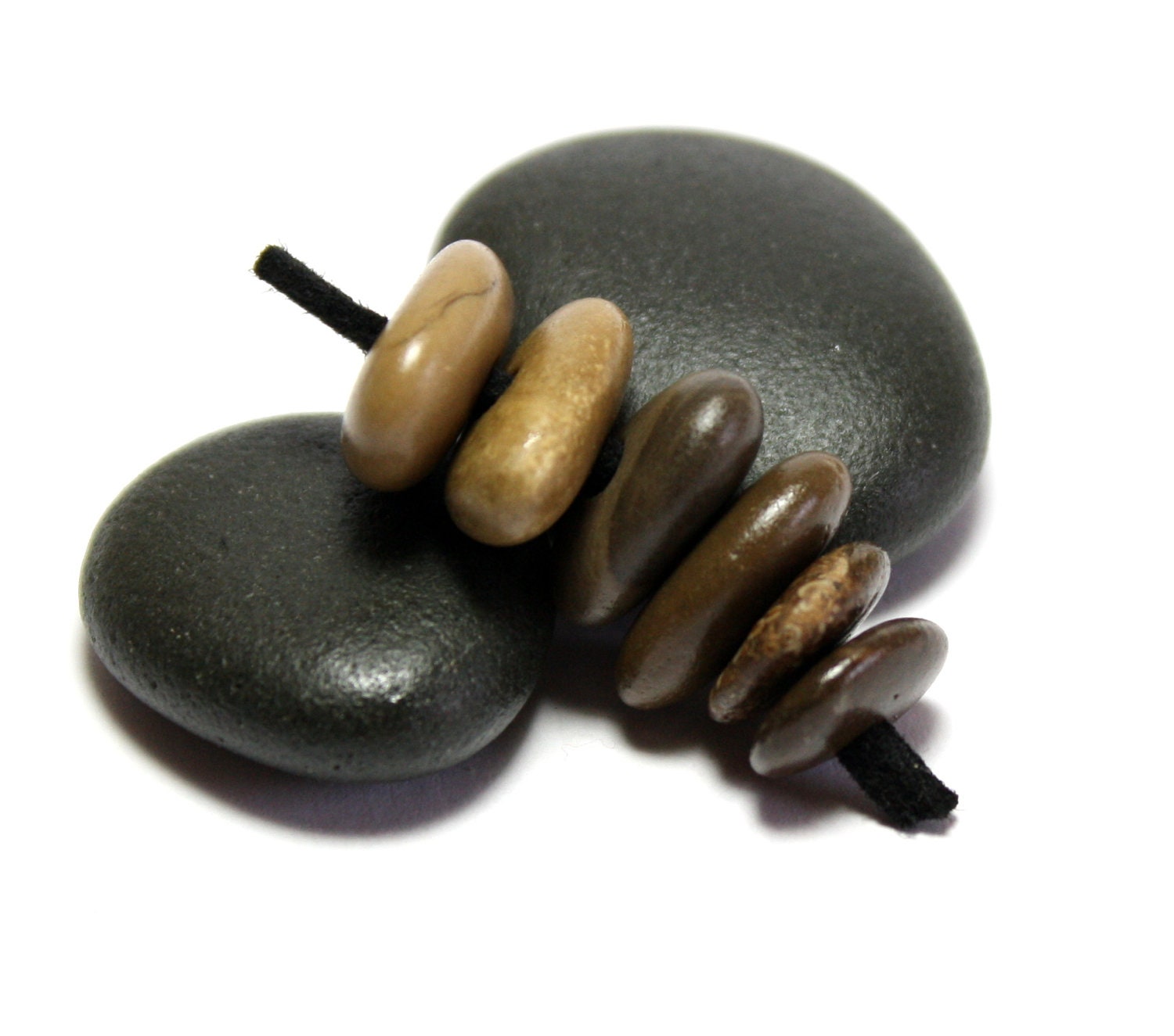 Beach Stone Toggle Jewelry Earring Bead Pairs- Natural Earthy Natural River Rock Pebbles- "Pairs IV" by Allybeans