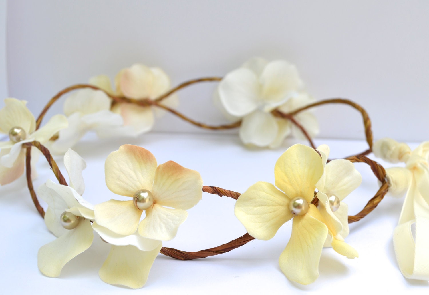Creamy Ivory Flowers Bridal Hair Wreath for Women Handmade by Jill's Boutique on Etsy