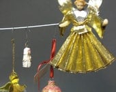 Darling VINTAGE lot -- collection of 4 -- 1 hanging angel, 1 larger tie angel, 1 polymer clay and 1 wood