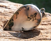Moss Agate drop pendant, necklace, sterling silver, handmade - Nature collection