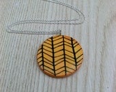 Chevron Herringbone  Dark Yellow Ocher necklace