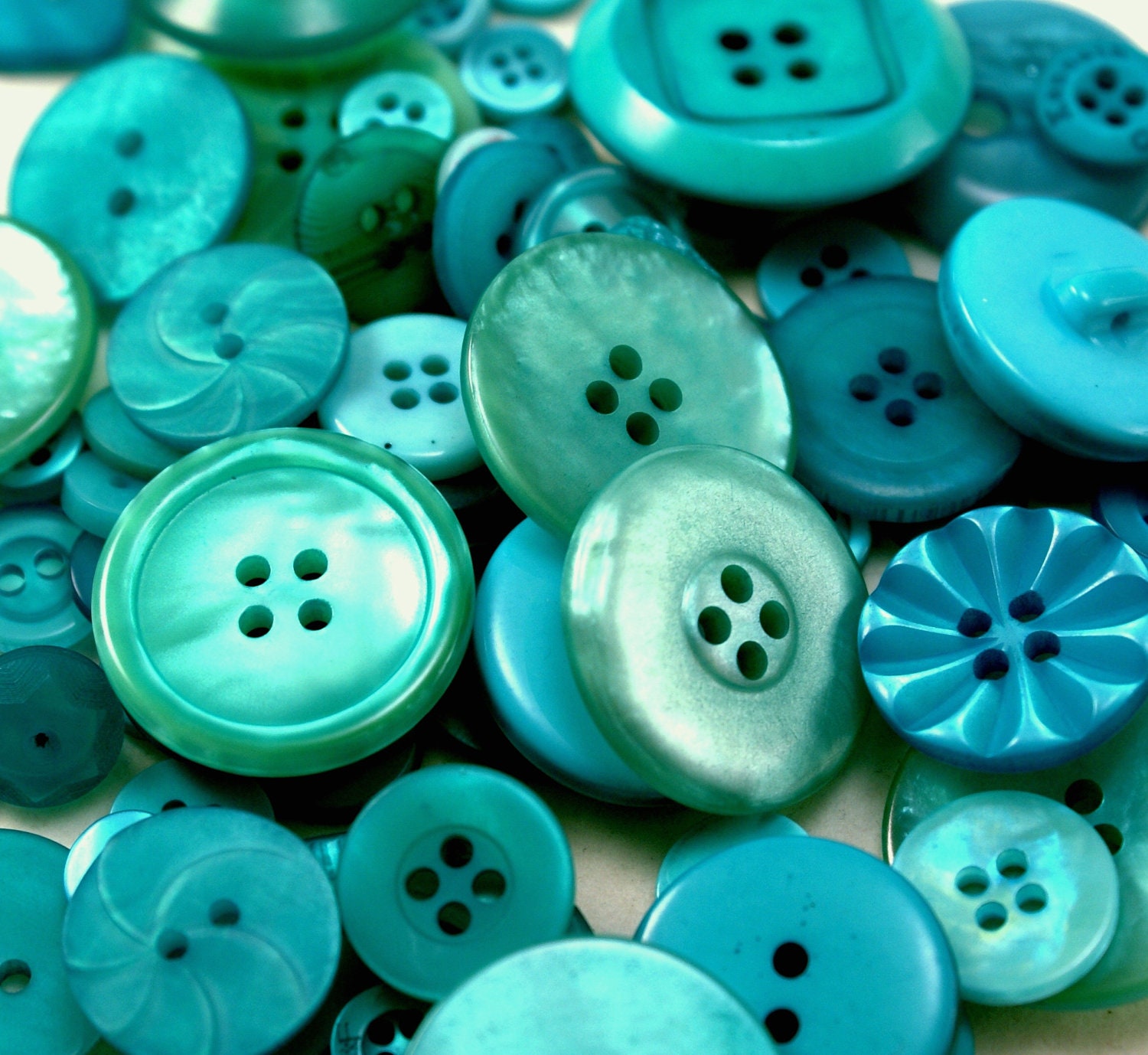SPARKLING OCEAN MIX - 2 ounces of Crafting and Sewing Buttons, Various sizes - approx. 100-200 pieces