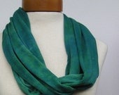 Infinity Scarf Hand Dyed in Greens and Blues 108
