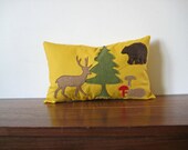 Decorative Pillow Woodland Boys Bedroom Decor Yellow Pillows Deer Bear