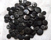100 plus, Black Button Mix, Assorted sizes - Crafting -  Jewelry -  Collect (b866 -) - mellowmoonstudio
