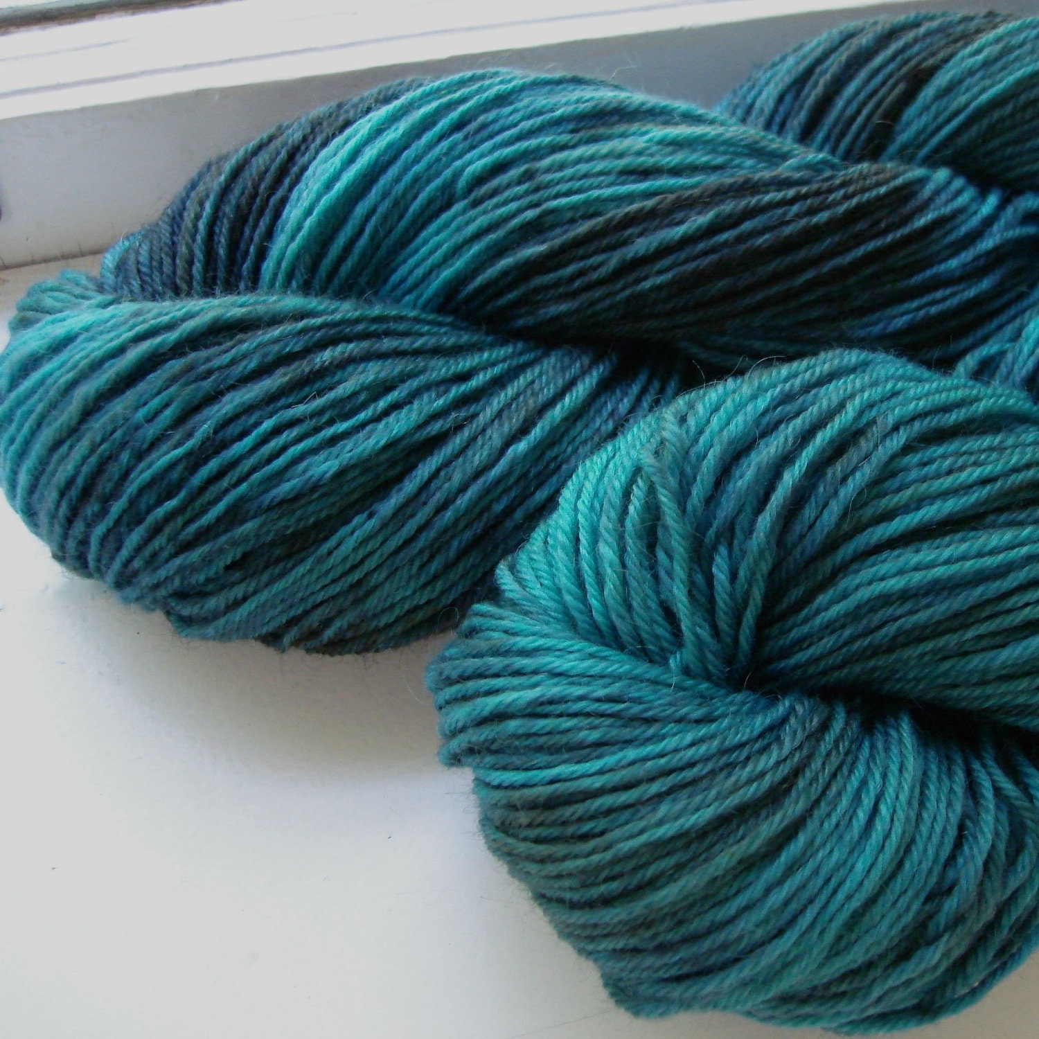 Blue Mohair and Merino hand dyed yarn, worsted weight, Selkie