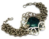 Gothic Chainmaille Bracelet with Turquoise stone