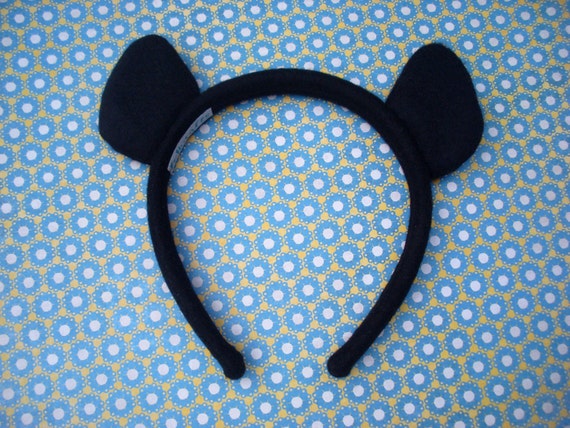 Black Panda Bear Ears Headband by lolicrafts on Etsy