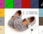 Made To Order - FAUX LEATHER SOLES, Custom Crochet Mary Janes for Baby - Size 6-12 Months - 12 Color Options