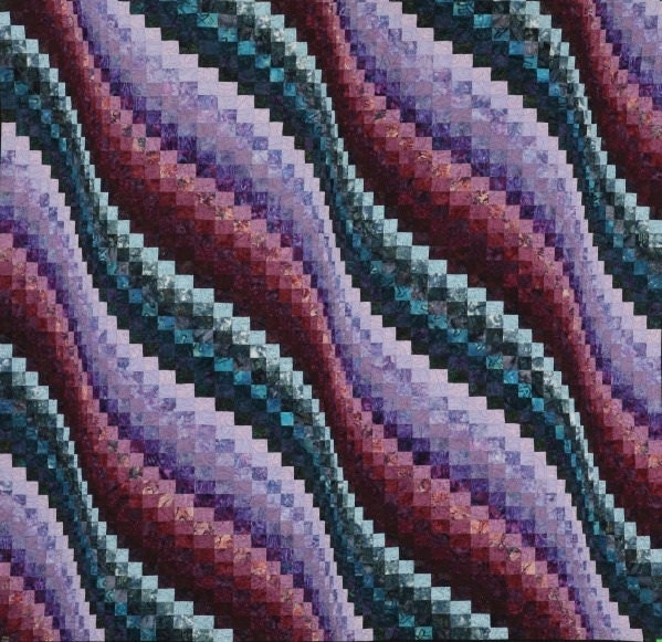 Dusk in the Caribbean is a queen-size (92"x97") bed quilt or wall hanging
