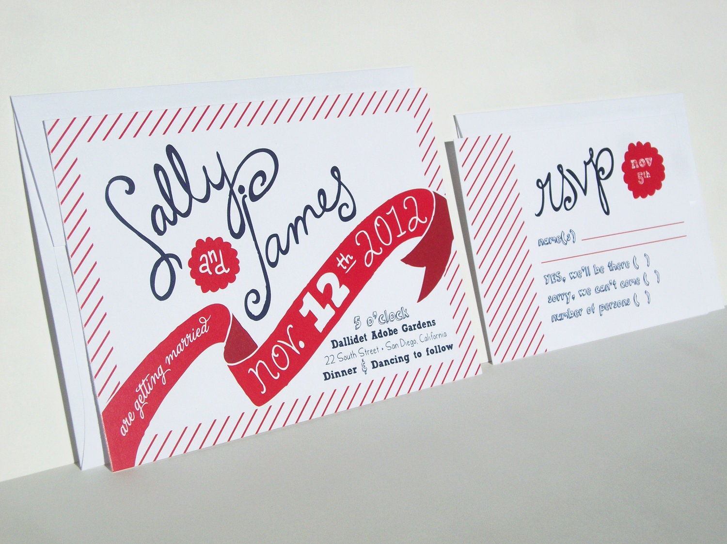 DIY printable, banner and stripes Wedding Invitation Suite, Sally design