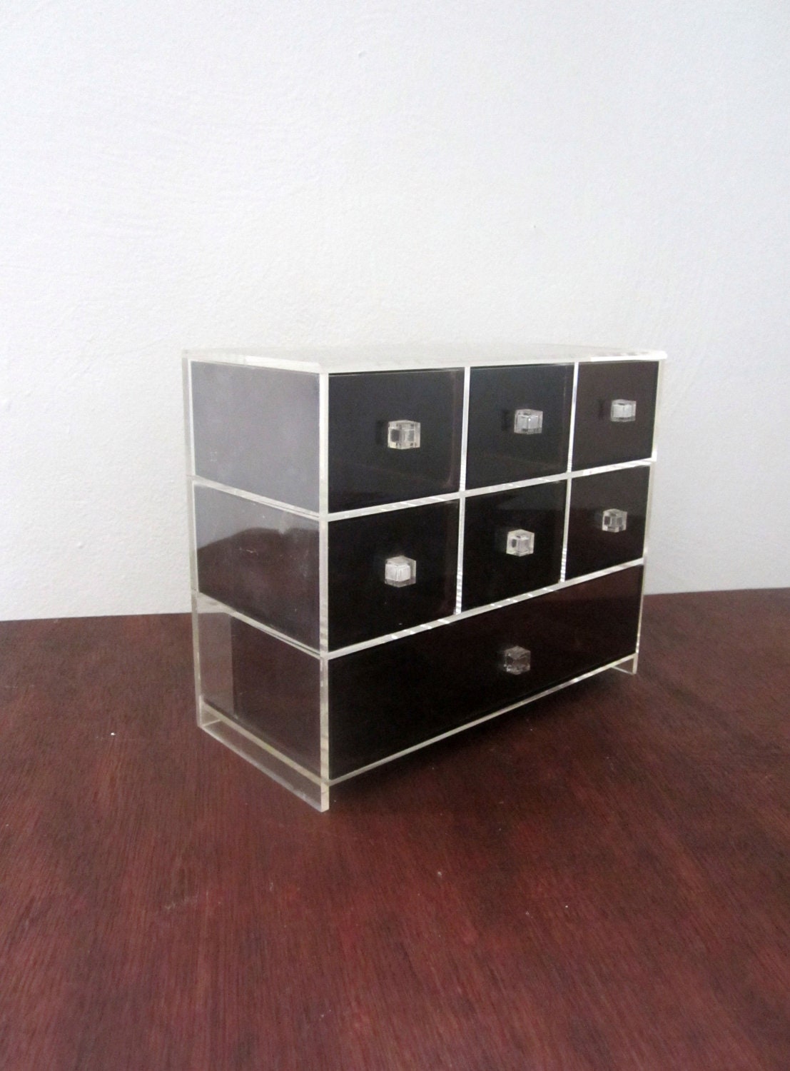 Mid Century Amethyst Lucite Music Jewelry Box