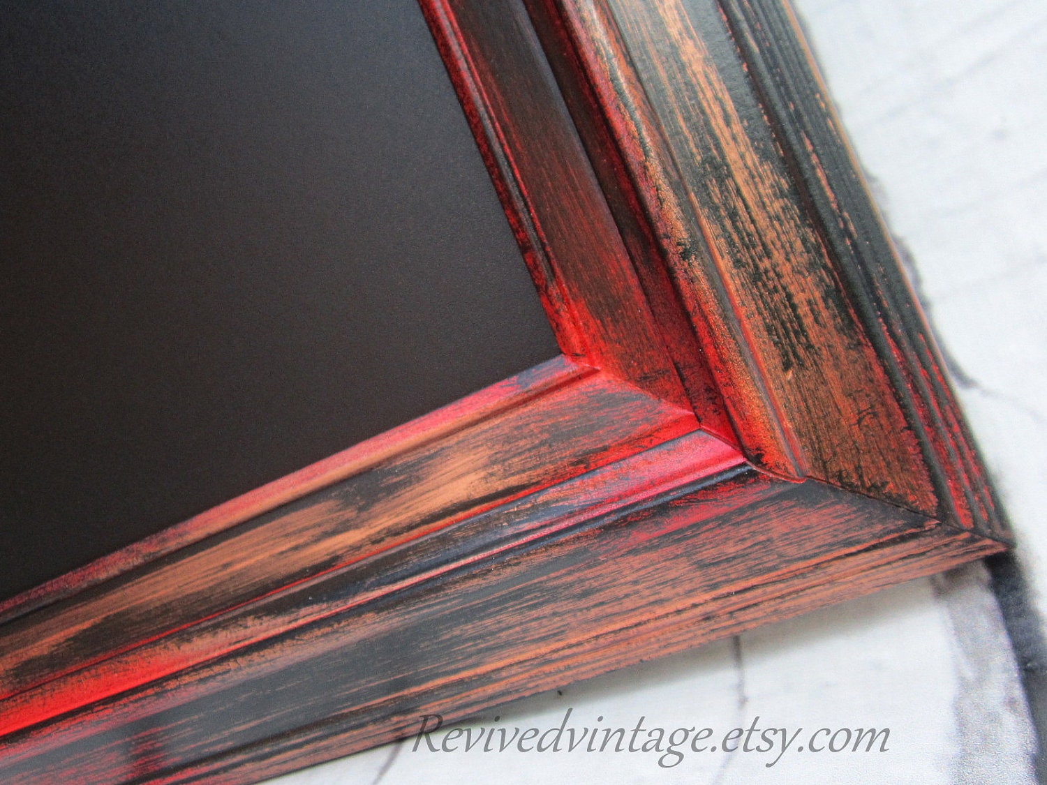 MODERN FRAMED CHALKBOARD Red Black Magnetic Urban Leaning Framed Chalk board - ExTRA LaRGE - 42"x29" Office Unique Newlywed New Home Gift