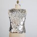 Vintage MOD 60s Silver & Gray Knit Sequin Blouse