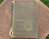 Antique Book, Longfellow, Complete Poems, Illustrations 1883, Hardback, Shabby