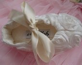 Ivory baptism baby girls christening shoes fabric - Rosie